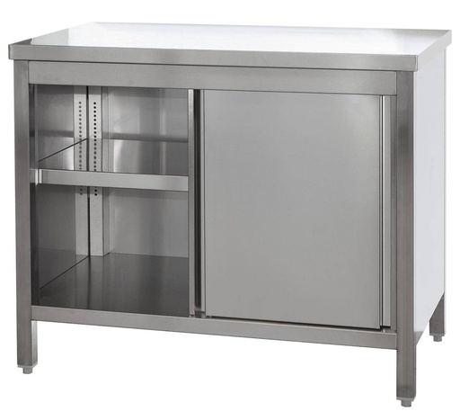 Edelstahl Arbeitsschrank mit Türen und höhenverstellbaren Zwischenboden | Bautiefe 700mm |  AISI 304