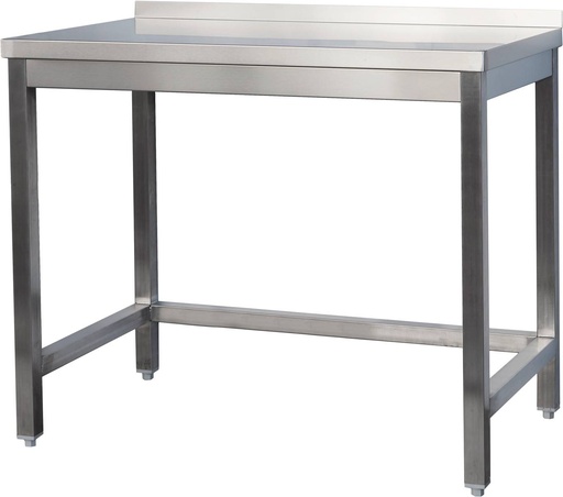 Edelstahl Arbeitstisch mit Aufkantung verschweißt | Bautiefe 800mm | ohne Grundboden | AISI 304