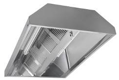 Deckenhaube Trapezform ohne Motor | Edelstahl | Filter Typ B | Filter: 10 | 4000 x 1500 x 450 mm