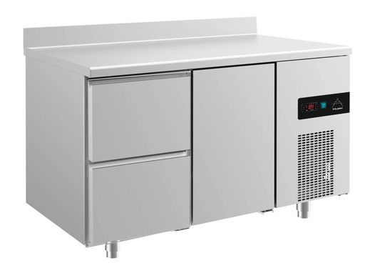 Kühltisch -2 bis +8°C 1400x700x850mm mit 1x Tür und 1x zwei Schubladen u. Aufkantung