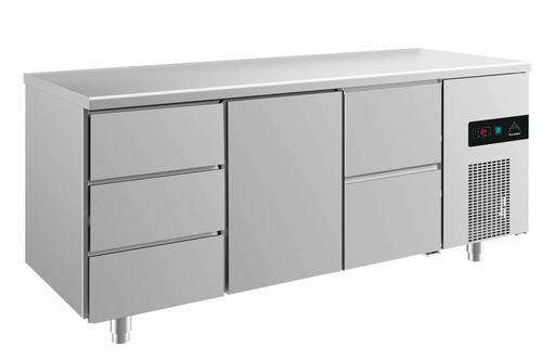Kühltisch -2 bis +8°C 1865x700x850mm mit 1x Tür, 1x zwei Schubladen und 1x drei Schubladen