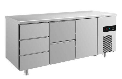 Kühltisch -2 bis +8°C 1865x700x850mm mit 1x Tür, 1x zwei Schubladen und 1x drei Schubladen