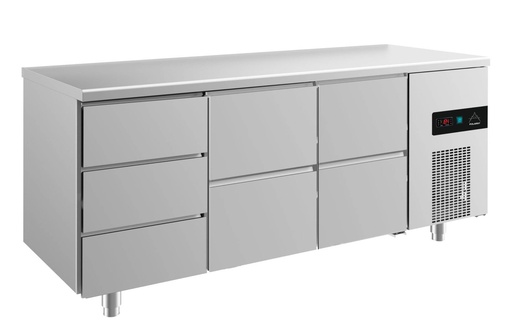 Kühltisch -2 bis +8°C 1865x700x850mm mit 2x zwei Schubladen und 1x drei Schubladen