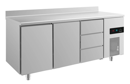 Kühltisch -2 bis +8°C 1865x700x850mm mit 2x Türen und 1x drei Schubladen u. Aufkantung
