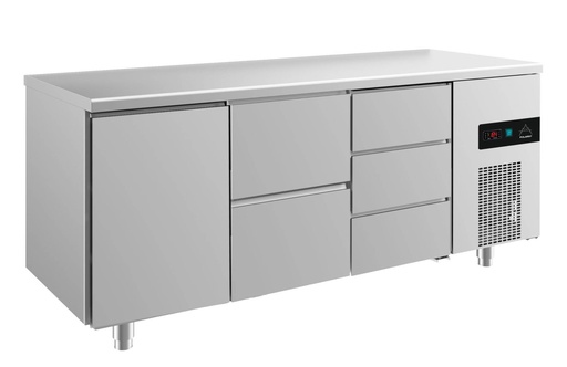 Kühltisch -2 bis +8°C 1865x700x850mm mit 1x Tür, 1x zwei Schubladen und 1x drei Schubladen