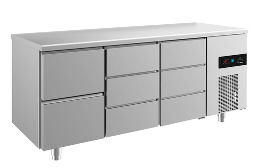 Kühltisch -2 bis +8°C 1865x700x850mm mit 1x zwei Schubladen und 2x drei Schubladen