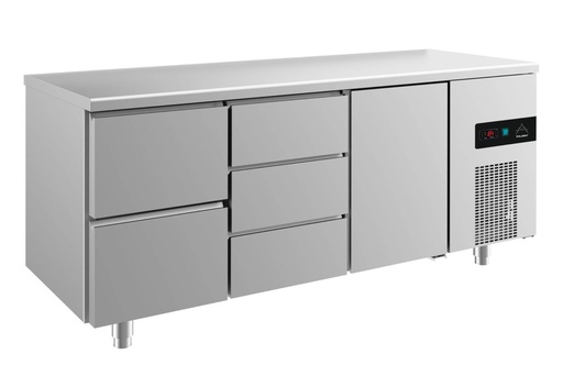 Kühltisch -2 bis +8°C 1865x700x850mm mit 1x Tür, 1x zwei Schubladen und 1x drei Schubladen