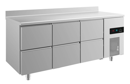 Kühltisch -2 bis +8°C 1865x700x850mm mit 3x zwei Schubladen u. Aufkantung