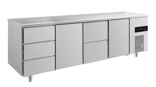 Kühltisch -2 bis +8°C 2330x700x850mm mit 2x Türen, 1x zwei Schubladen und 1x 3 Schubladen