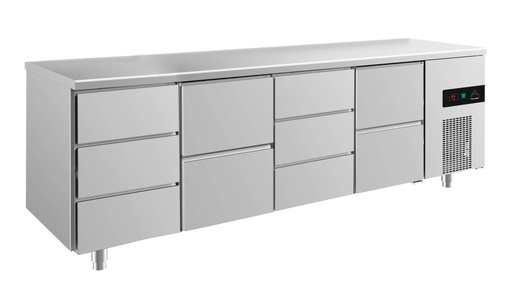 Kühltisch -2 bis +8°C 2330x700x850mm mit 2x zwei Schubladen und 2x drei Schubladen