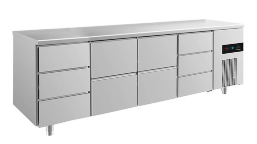 Kühltisch -2 bis +8°C 2330x700x850mm mit 2x zwei Schubladen und 2x drei Schubladen