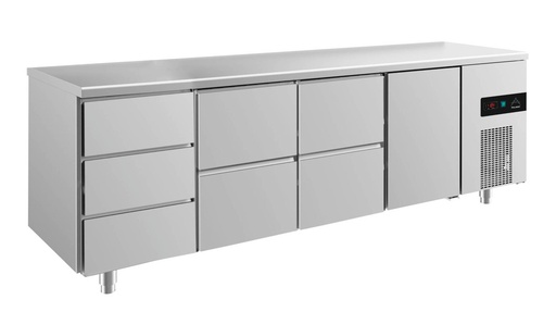 Kühltisch -2 bis +8°C 2330x700x850mm mit 1x Tür, 2x zwei Schubladen und 1x 3 Schubladen