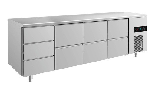 Kühltisch -2 bis +8°C 2330x700x850mm mit 3x zwei Schubladen und 1x drei Schubladen