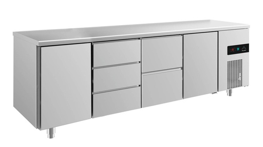 Kühltisch -2 bis +8°C 2330x700x850mm mit 2x Türen, 1x zwei Schubladen und 1x 3 Schubladen