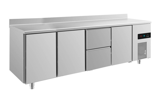 Kühltisch -2 bis +8°C 2330x700x850mm mit 3x Türen und 1x zwei Schubladen u. Aufkantung