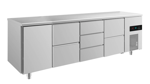 Kühltisch -2 bis +8°C 2330x700x850mm mit 1x Tür, 2x zwei Schubladen und 1x 3 Schubladen