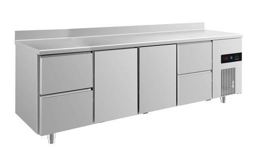 Kühltisch -2 bis +8°C 2330x700x850mm mit 2x Türen und 2x zwei Schubladen u. Aufkantung