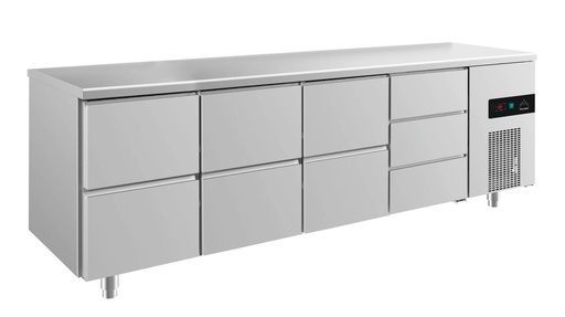 Kühltisch -2 bis +8°C 2330x700x850mm mit 3x zwei Schubladen und 1x drei Schubladen