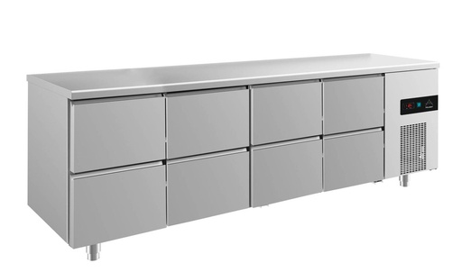 Kühltisch -2 bis +8°C 2330x700x850mm mit 4x zwei Schubladen