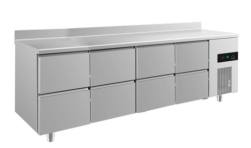 Kühltisch -2 bis +8°C 2330x700x850mm mit 4x zwei Schubladen u. Aufkantung