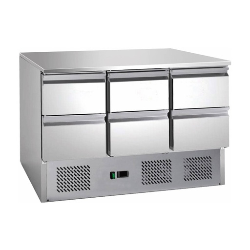 Saladette mit eingebauter Kühlung | 6 Schubladen | Volumen: 164 Liter | 1365 x 700 x 850 mm