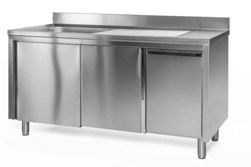 Spülschrank mit Abfallbehälter, 1 Becken rechts, Bautiefe 700 mm | 100x700x850 mm