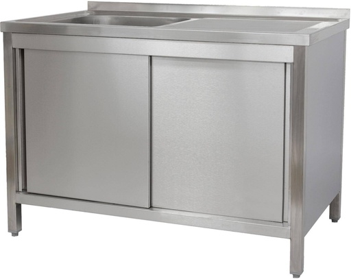 Spülschrank 1200 x 600 x 850 mm 1 Becken links, mit Schubladenblock,  600 mm Tiefe
