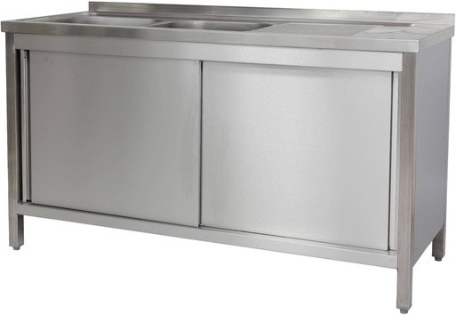 Spülschrank 1500 x 600 x 850 mm 2 Becken links, mit Schubladenblock, 600 mm Tiefe