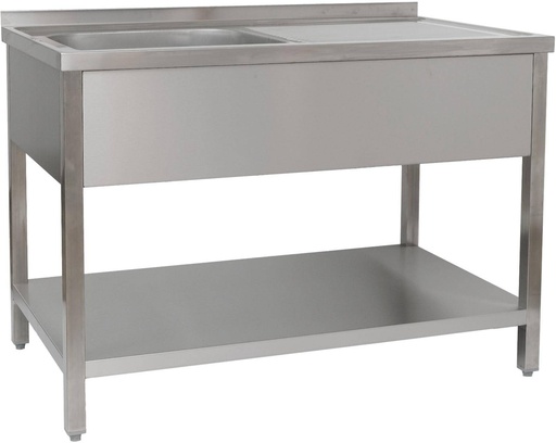 Spültisch 1200 x 700 x 850 mm 1 Becken links, mit Grundboden  700 mm Tiefe