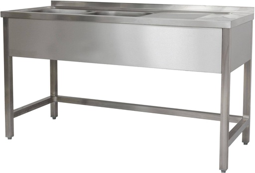 Spültisch 1900 x 700 x 850 mm 2 Becken links, Ohne Grundboden  700 mm Tiefe