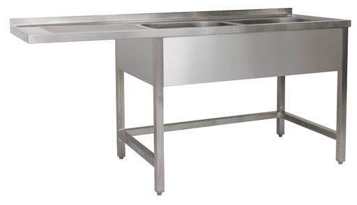 Spülzentrum 1500 x 600 x 850 mm 2 Becken rechts, ohne Grundboden      600 mm Tiefe