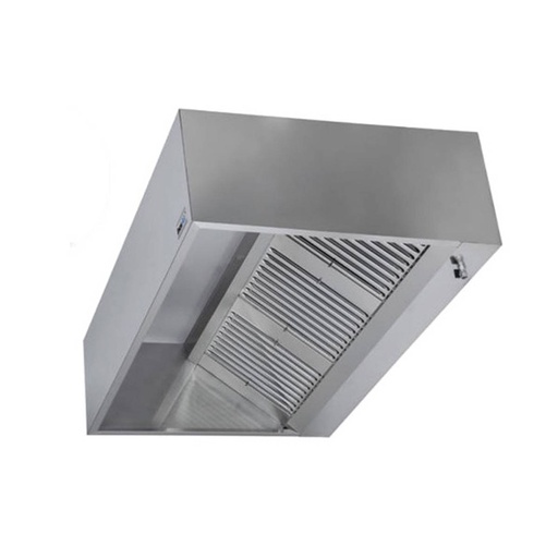 Kastenhaube ohne Motor | Edelstahl AISI 430 | Rundumlaufende Fettauffangrinne | Filter: 5 | 3600x700x450 mm