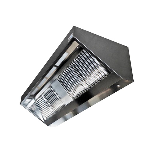 Wandhaube mit Motor und Regler | Edelstahl | Neonbeleuchtung | Filter: 3 | 2200x1100x450 mm
