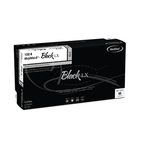 Einweghandschuhe Latex puderfrei "Black LX" bzw. "Style Latex Black", schwarz, 100 Stück/Box | Größe S