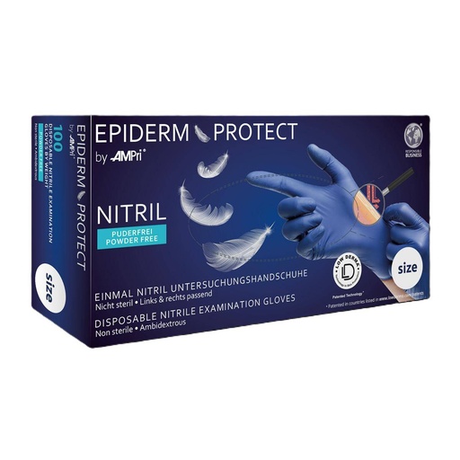 Einweghandschuhe Nitril puderfrei, metallblau, "Epiderm Protect by Med-Comfort" 100 Stück/Box | Größe L