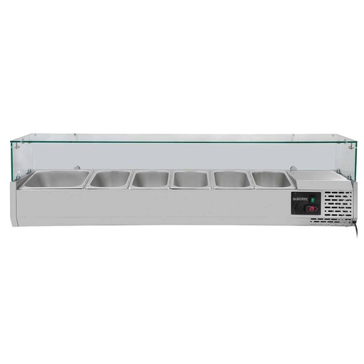 Kühlaufsatz mit Glasabdeckung 5xGN1/3 + 1xGN1/2, 1500 x 395 mm
