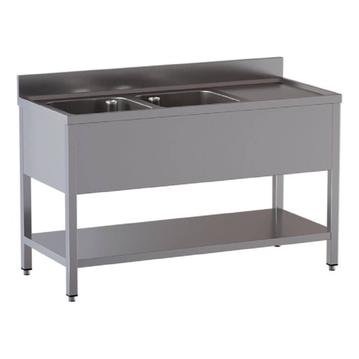 TOPLINE Spültisch / 2 Becken links + Abtropffläche, 1600 x 700 mm