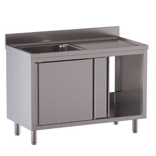 TOPLINE Spülschrank / 1 Becken links mit Schiebetüren, 1200 x 700 mm