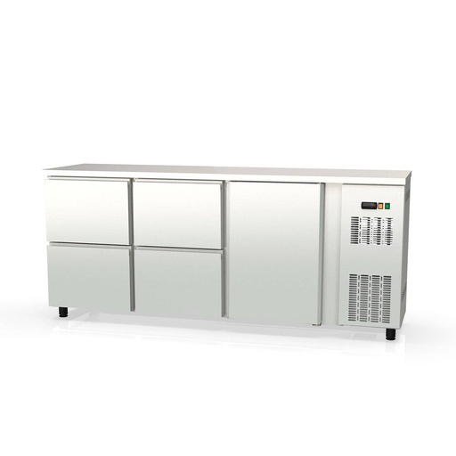 TOPLINE Barkühltisch Edelstahl / 1 Tür & 4 Schubladen, 2025 x 530 mm