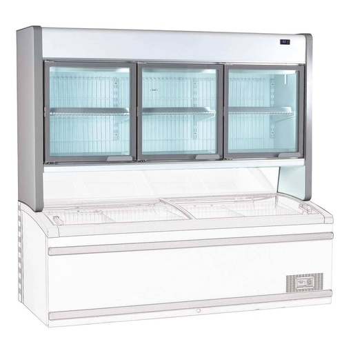 TOPLINE Tiefkühltruhenaufsatz 900 mit Glastüren, Weiß, LED, 2500 x 630 mm