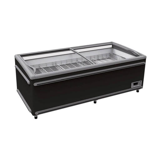 TOPLINE Kühl- und Tiefkühltruhe 850 mit Glasschiebedeckel, Schwarz, LED, 2506 x 858 mm