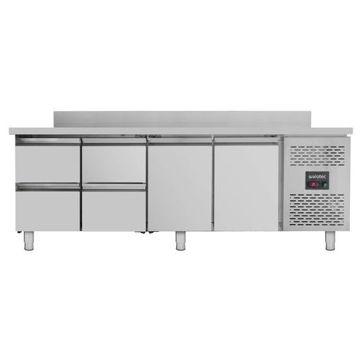 Kühltisch / 2 Türen & 4 Schubladen inkl. Aufkantung - Monoblock, 2230 x 700 mm