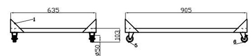 Unterbau für Saladette 2 Türen, 905 x 638 x 103 mm