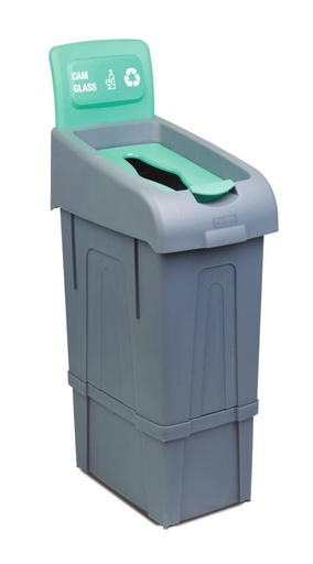 Recyclingeimer aus Glas, 340 x 550 x 1050 mm, grau