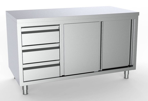 700 Arbeitstisch links aus Edelstahl, 2000 x 700 x 850 mm