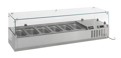 Aufsatzvitrine 8 aus Edelstahl, 1800 x 335 x 435 mm