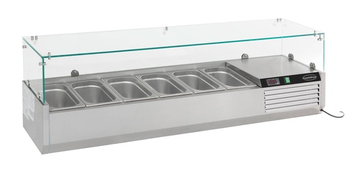 Aufsatzvitrine 6 aus Edelstahl, 1400 x 395 x 435 mm