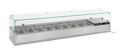 Aufsatzvitrine 9 aus Edelstahl, 2000 x 395 x 435 mm