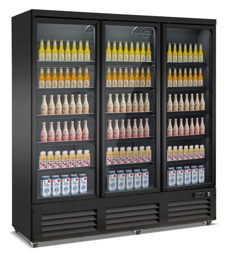 Kühlschrank 3 Glastüren, 1880 x 705 x 2050 mm, schwarz