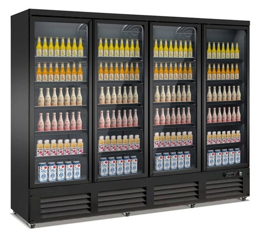 Kühlschrank 4 Glastüren, 2500 x 705 x 2050 mm, schwarz